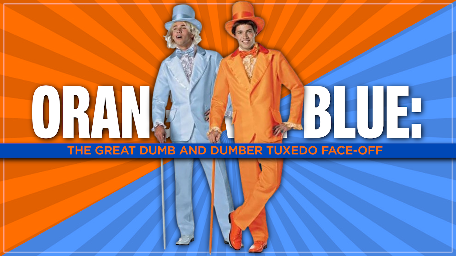Orange vs. Blue: The Great Dumb and Dumber Tuxedo Face-Off, image size:1600x900