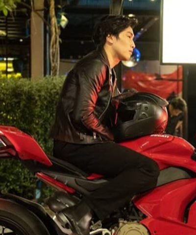 KinnPorsche the Series La 'forte 2022 Bible Wichapas Sumettikul Black Leather Jacket