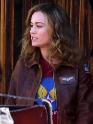 Carol Danvers Captain Marvel Brown Leather Jacket