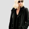 Charlize Theron Atomic Blonde Black Wool Coat