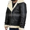 B3 Bomber Faux Shearling Hooded Leather Jacket