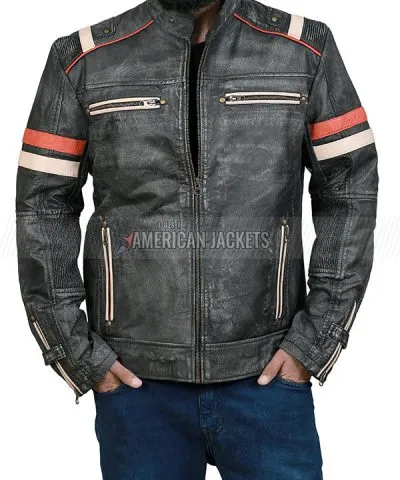 Retro Cafe Racer Leather Jacket for Men