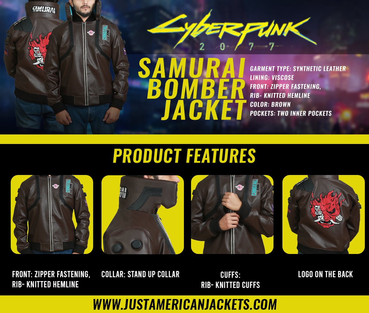 Cyberpunk 2077 V Samurai Leather Jacket - Just American Jackets