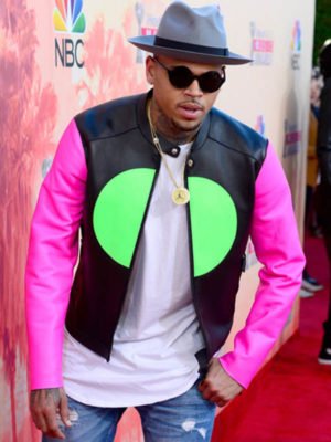 Singer Chris Brown Pink Sleeves Jacket