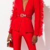 Red Ruffle Blazer Jacket