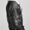 Women Faux Fur Collar Leather Jacket