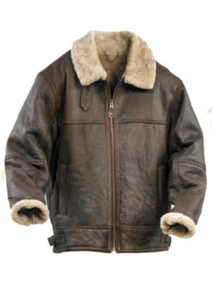 B3 Distressed Shearling Leather Jacket For Mens