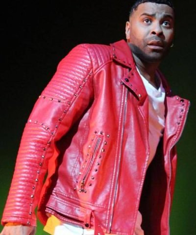 Ginuwine Studded Design Red Leather Jacket