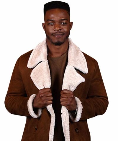 Stephan James Brown Suede Leather Coat