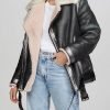 Women Fur Collar Leather Jacket