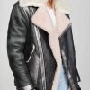 Women Faux Fur Collar Black Jacket