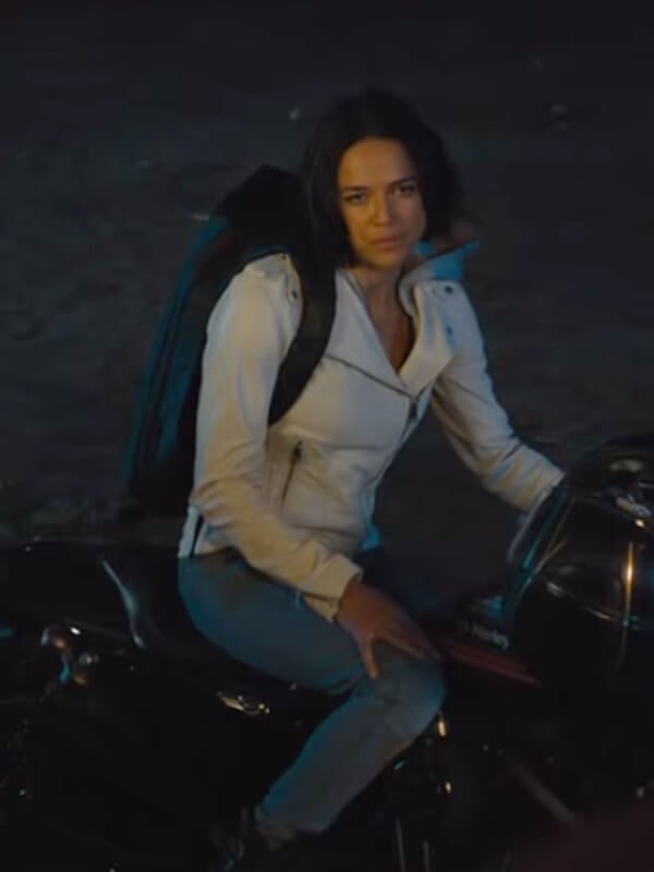 F9 Michelle Rodriguez White Motorcycle Leather Jacket