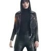 Tv Series The Gifted Emma Dumont Studded Black Leather Jacket