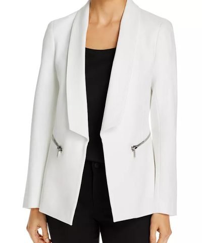 Women Shawl Collar White Blazer