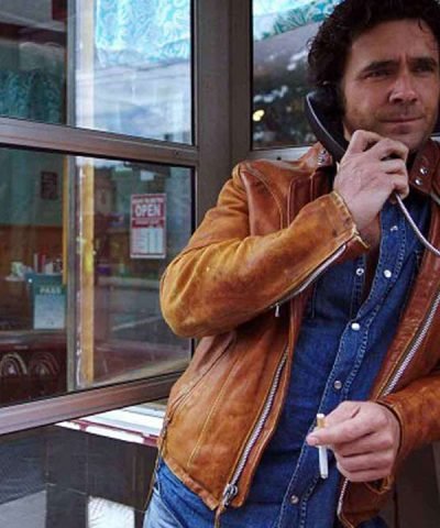Allan Hawco Caught David Slaney Brown Biker Jacket
