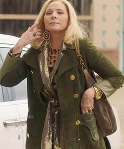 Filthy Rich Kim Cattrall Green Coat