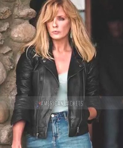 Shop Beth Dutton Black Leather Biker Jacket