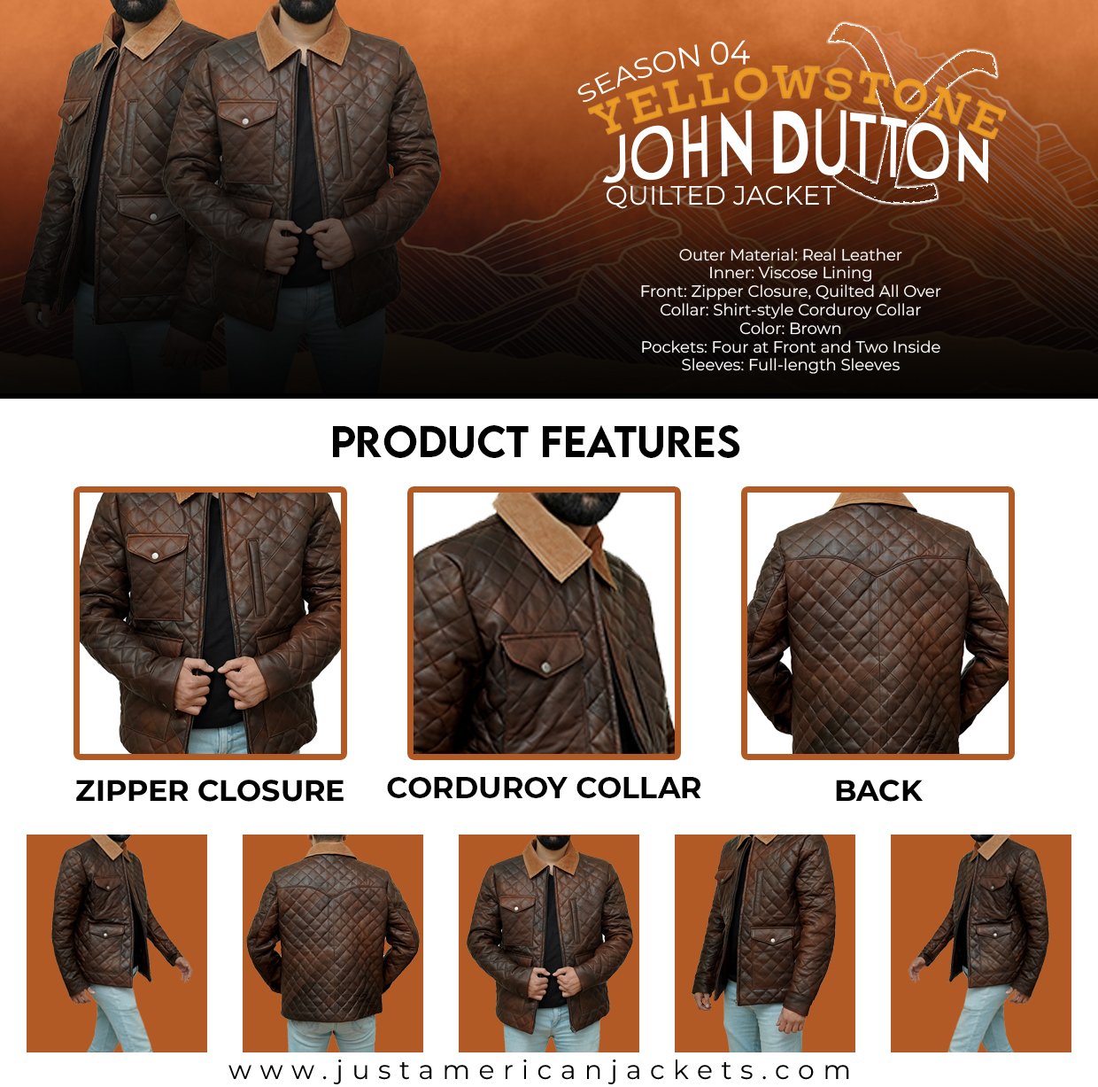 Kevin Costner Yellowstone Season 4 John Dutton Quilted Jacket - Just ...