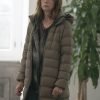 Lori Ross TV Series Mare of Easttown Julianne Nicholson Gray Hooded Puffer Coat