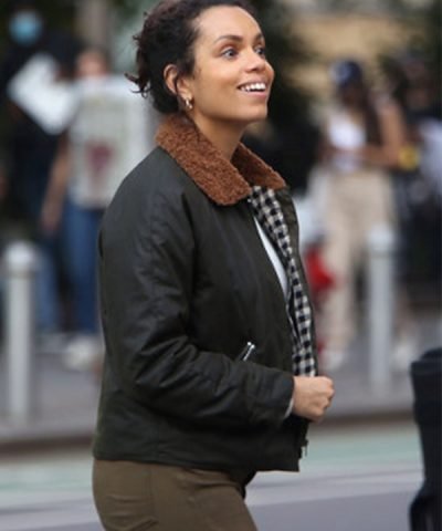 Georgina Campbell Suspicion Natalie Thompson Green Shearling Jacket
