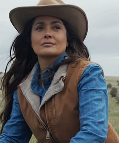 Salma Hayek Eternals Brown Leather Vest