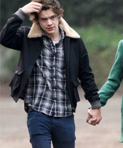 Harry Styles Shearling Black Cotton Jacket