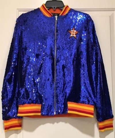 Houston Astros Sequin Bomber Blue Jacket