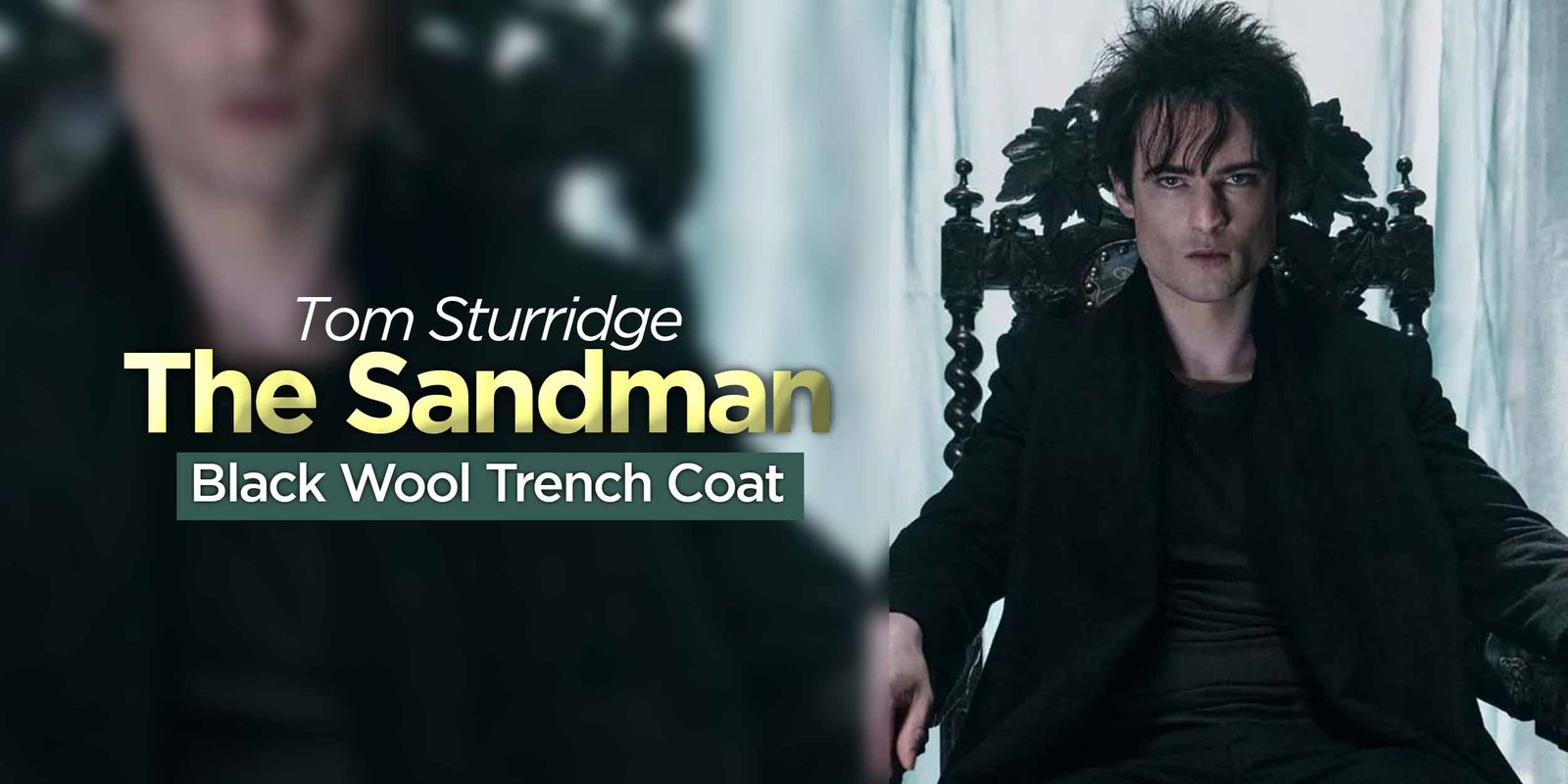 The Sandman Tom Sturridge Black Wool Trench Coat