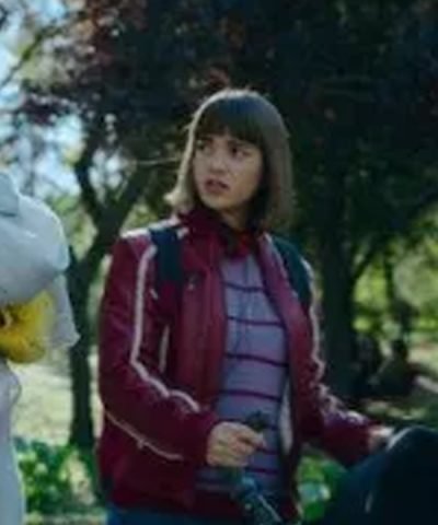 Holy Family S01 Carla Campra Maroon Bomber Leather Jacket