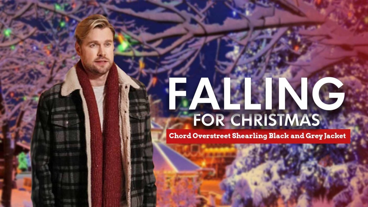 Falling for Christmas Chord Overstreet Shearling Black and Grey Jacket