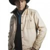 Yellowstone 2022 Kevin Costner White Leather Jacket