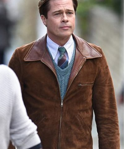 Max Vatan Allied Brad Pitt Brown Leather Jacket