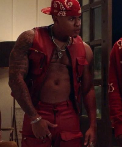 Rotimi House Party Movie 2023 Red Leather Vest
