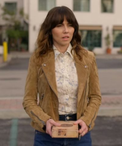 Judy Hale Linda Cardellini Dead To Me Brown Leather Jacket