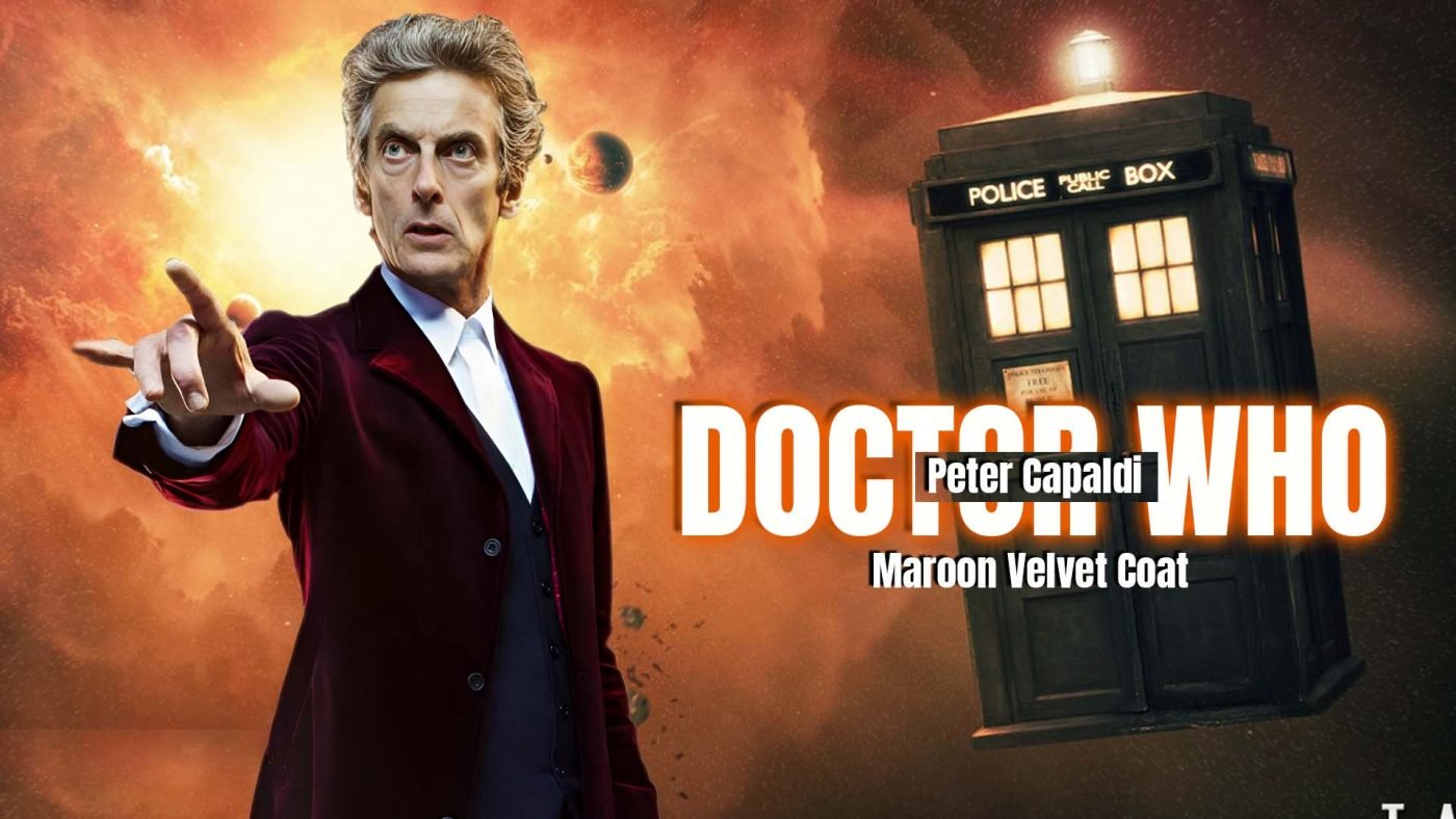 12th Doctor Who Peter Capaldi Maroon Velvet Coat