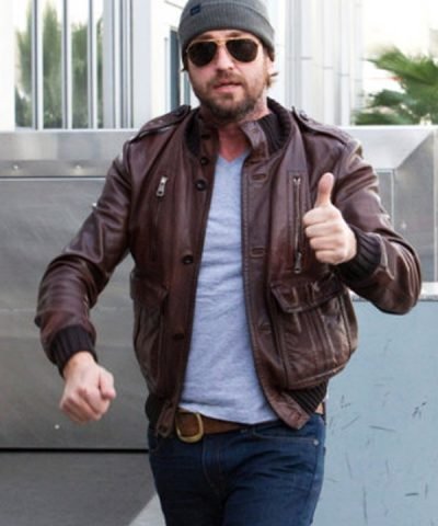 Gerard Butler Brown Leather Jacket