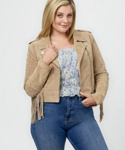 Callie Lauren Alaina Roadhouse Romance Beige Suede Leather Jacket