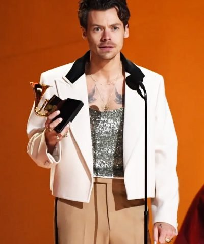 Annual Grammy Awards 2023 Harry Styles White Wool Jacket