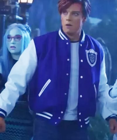Heath Burns Monster High The Movie Justin Derickson Blue And White Varsity Jacket