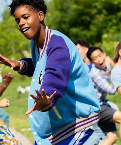 Eddie 13 The Musical Ramon Reed Blue Wool Varsity Jacket