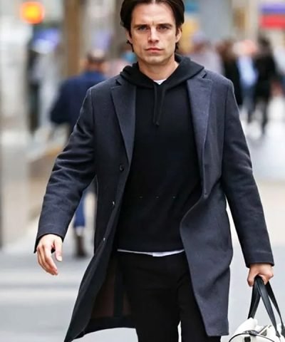 Sebastian Stan Sharper Grey Wool Coat
