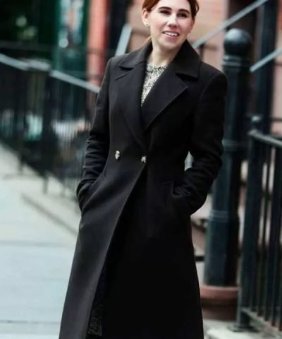 Annie Mouradian The Flight Attendant Zosia Mamet Black Wool Trench Coat