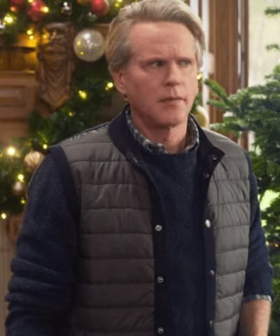 Myles A Castle For Christmas (2021) Cary Elwes Brown Quilted Vest