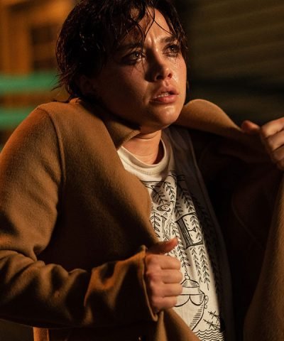 Florence Pugh Brown Wool Coat