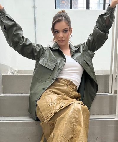 American Actress Hailee Steinfeld Green Leather Jacket
