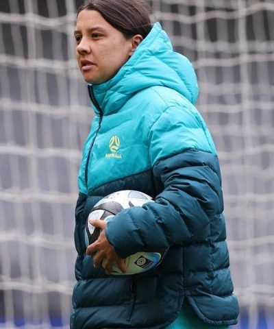 Sam Kerr Matildas 2023 Football Team Blue Puffer Jacket