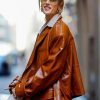 Alessandra Ambrosio Brown Leather Jacket