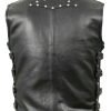 Men's Buckled Biker Black Leather Vest