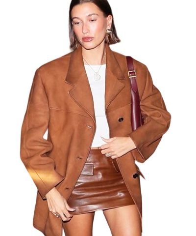 Hailey Bieber 2023 Brown Coat