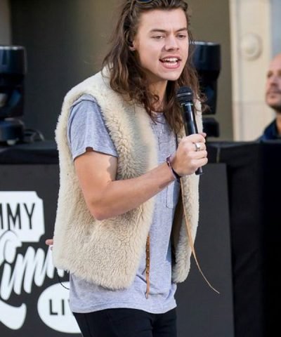 Harry Styles Los Angeles Street Style Shearling Vest